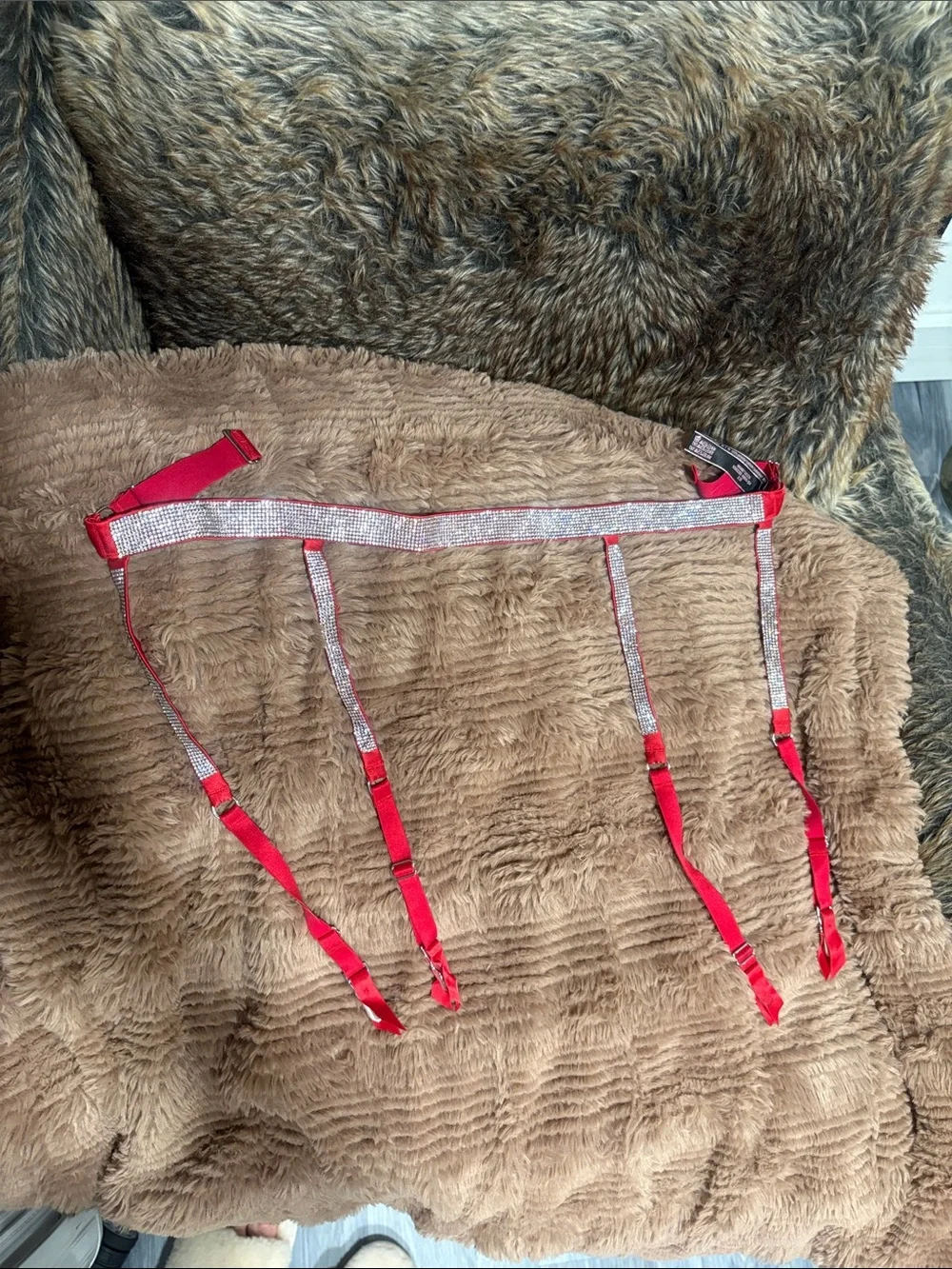 VS small Red Rhinestone Garter Belt - Sparkling Women's Accessory